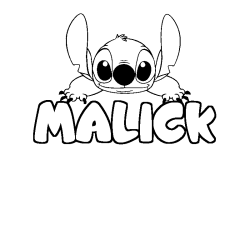 Coloring page first name MALICK - Stitch background