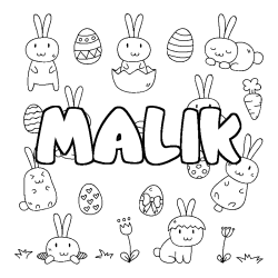 Coloring page first name MALIK - Easter background