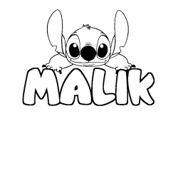 Coloring page first name MALIK - Stitch background