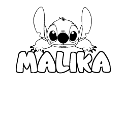 Coloring page first name MALIKA - Stitch background