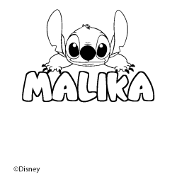 Coloring page first name MALIKA - Stitch background