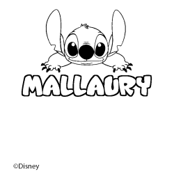 Coloring page first name MALLAURY - Stitch background