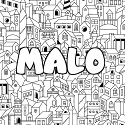 Coloring page first name MALO - City background