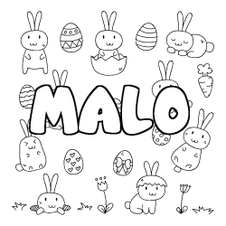 Coloring page first name MALO - Easter background