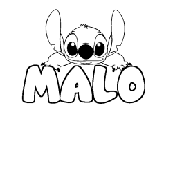 Coloring page first name MALO - Stitch background