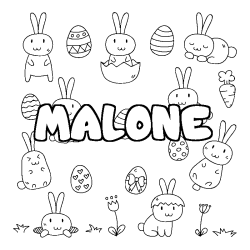 Coloring page first name MALONE - Easter background