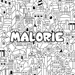 Coloring page first name MALORIE - City background