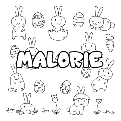 Coloring page first name MALORIE - Easter background