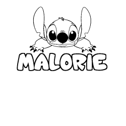 Coloring page first name MALORIE - Stitch background