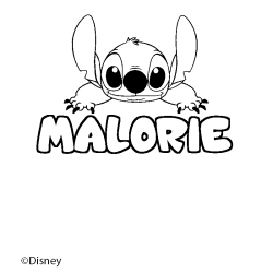 Coloring page first name MALORIE - Stitch background