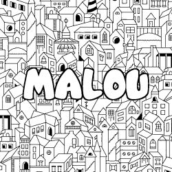 Coloring page first name MALOU - City background