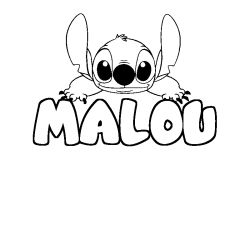 Coloring page first name MALOU - Stitch background