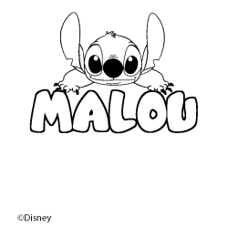 Coloring page first name MALOU - Stitch background