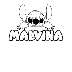 Coloring page first name MALVINA - Stitch background