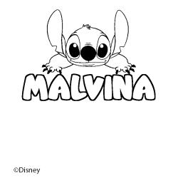 Coloring page first name MALVINA - Stitch background