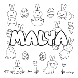Coloring page first name MALYA - Easter background