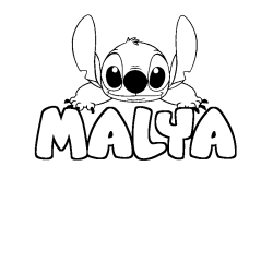 Coloring page first name MALYA - Stitch background