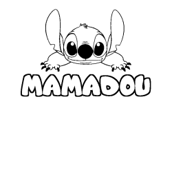 Coloring page first name MAMADOU - Stitch background