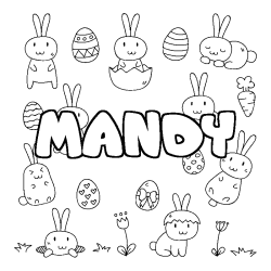 Coloring page first name MANDY - Easter background