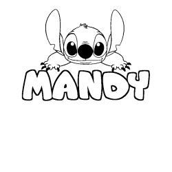 Coloring page first name MANDY - Stitch background