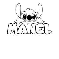 Coloring page first name MANEL - Stitch background