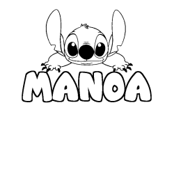 Coloring page first name MANOA - Stitch background
