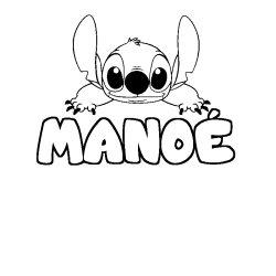 Coloring page first name MANOÉ - Stitch background