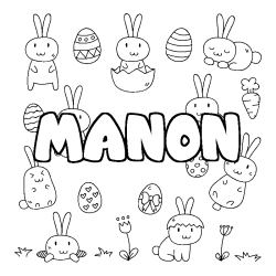 Coloring page first name MANON - Easter background