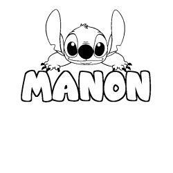 Coloring page first name MANON - Stitch background