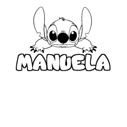 Coloring page first name MANUELA - Stitch background