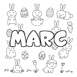 Coloring page first name MARC - Easter background