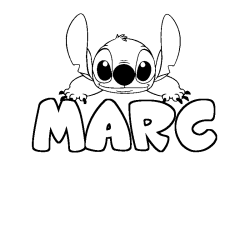 Coloring page first name MARC - Stitch background