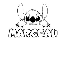 Coloring page first name MARCEAU - Stitch background