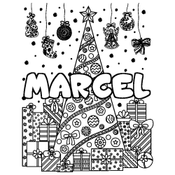 MARCEL - Christmas tree and presents background coloring