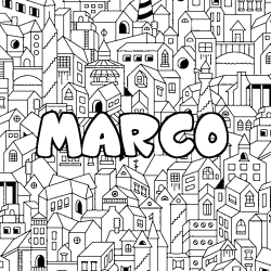 Coloring page first name MARCO - City background