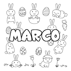 Coloring page first name MARCO - Easter background