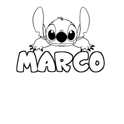 Coloring page first name MARCO - Stitch background