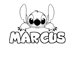 Coloring page first name MARCUS - Stitch background