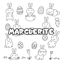Coloring page first name MARGUERITE - Easter background