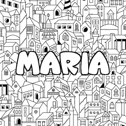Coloring page first name MARIA - City background