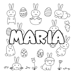 Coloring page first name MARIA - Easter background