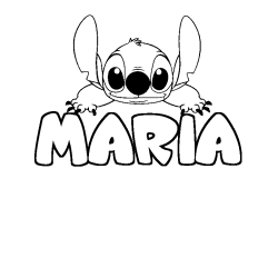 Coloring page first name MARIA - Stitch background