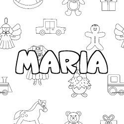 Coloring page first name MARIA - Toys background