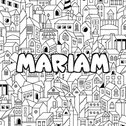 Coloring page first name MARIAM - City background