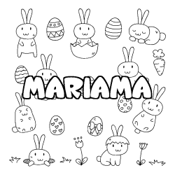 Coloring page first name MARIAMA - Easter background