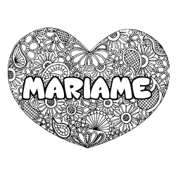 Coloring page first name MARIAME - Heart mandala background