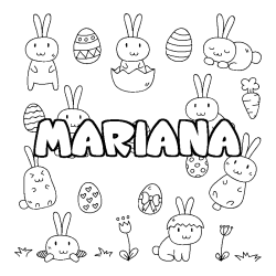 Coloring page first name MARIANA - Easter background