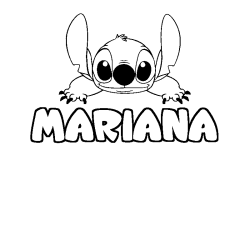 Coloring page first name MARIANA - Stitch background