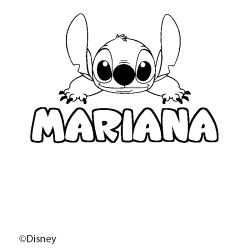 Coloring page first name MARIANA - Stitch background