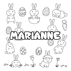 Coloring page first name MARIANNE - Easter background